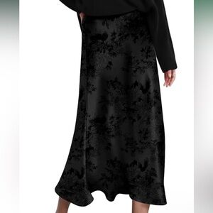 Jacquard black satin skirt